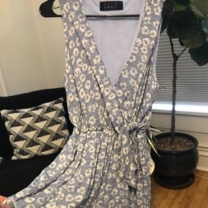 Blue and white floral romper